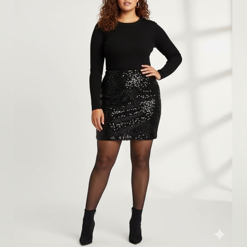 🌴 Avenue Black Sequin Mini Skirt